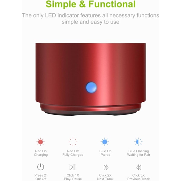 Bærbar Mini Bluetooth Højttaler Med Forbedret Bas Og High Definition Lyd Rød