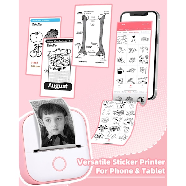 Bærbar Termisk Printer Blækfri Bluetooth Sleeve Printer Til Læring af Grafik, Anatomiske Diagrammer, Fotospink