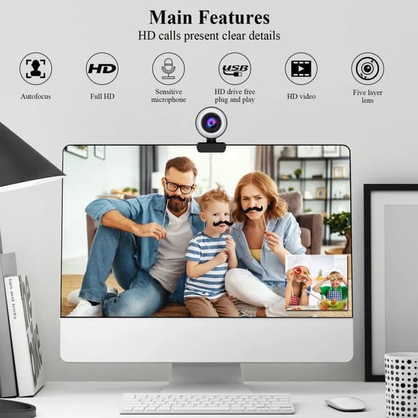 Web-kamera 4K HD sisäänrakennetulla mikrofonilla ja täytevalolla