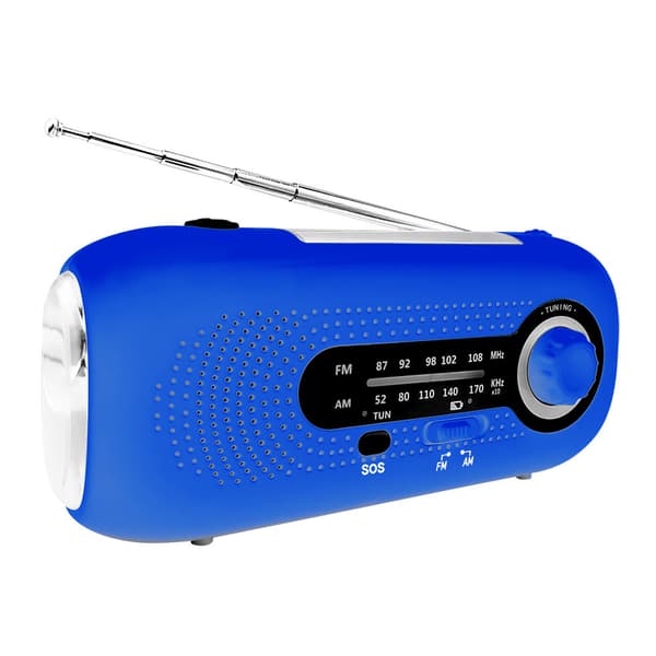 Multifunktionel håndsving nød solcelle radio 2000mah (blå)