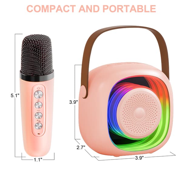 Mini Karaoke -laite lapsille, langaton Bluetooth-kaiutin 2 mikrofonilla (musta)