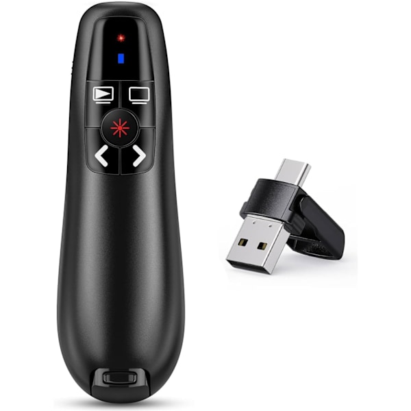 2 i 1 USB C Presenter för PowerPoint-presentationer 2,4 GHz Trådlös Presenter Fjärrkontroll Klicker