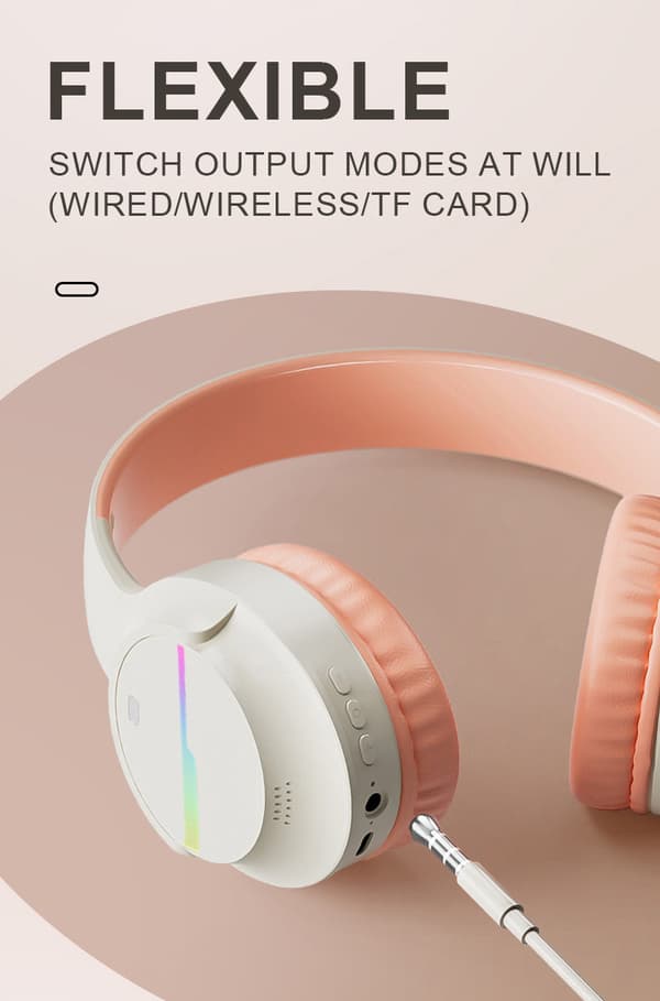 Bluetooth-øretelefoner, Gaming headset, HiFi stereolyd (Beige)