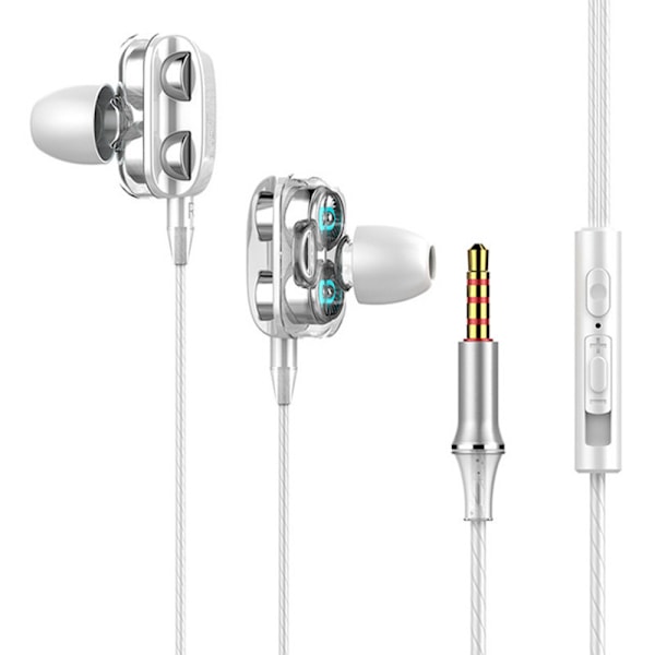 In-ear hörlurar med sladd och inbyggd kontrolljustering Vit [dubbla högtalare]