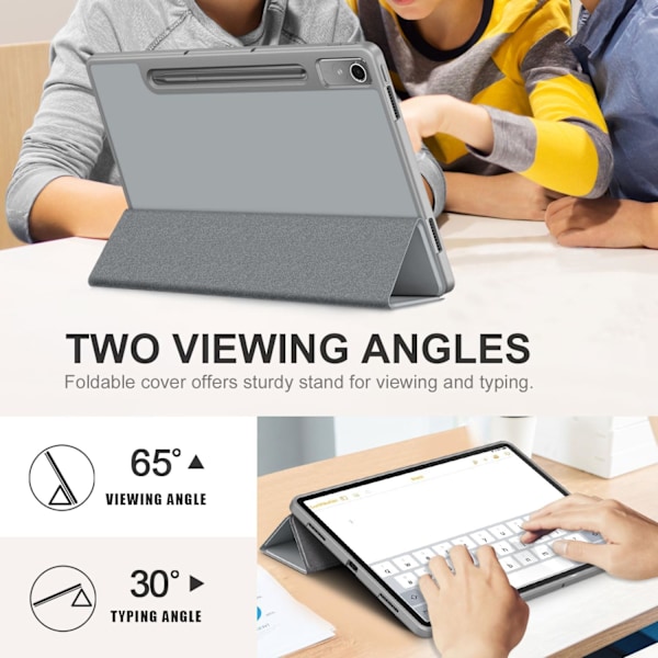 TPU Smart Skyddsfodral för Lenovo Tab P12 12,7 tum 2023 med Auto Wake/Sleep-funktion Grå