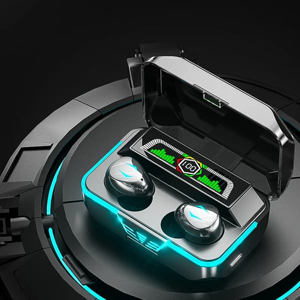 True Wireless Bluetooth Hörlurar AS-03 TWS Touch Trådlös LED Display Vattentät Bluetooth 5.0 Svart