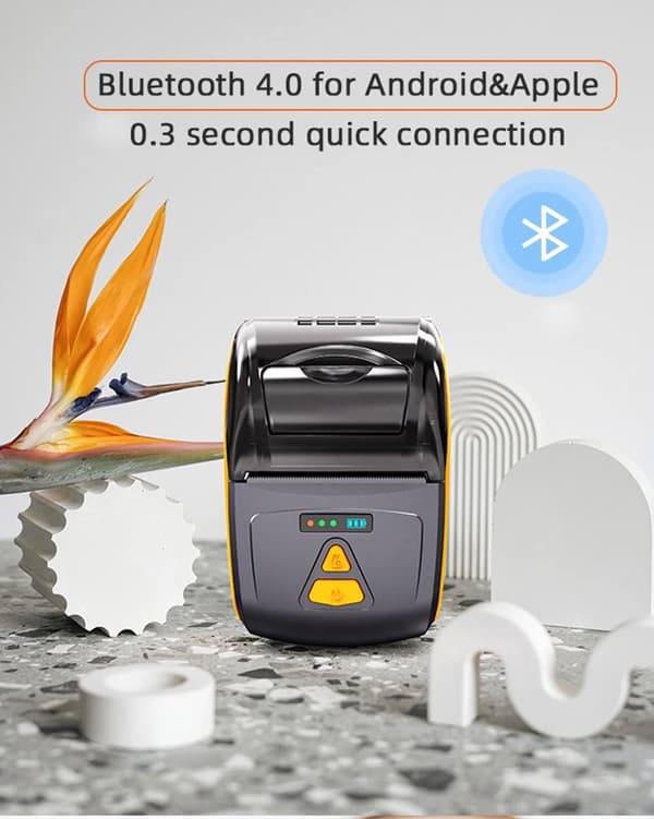 Bluetooth termisk skriver 58mm kvitteringsskriver oransje