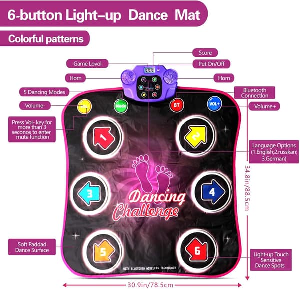 Dansematte Trådløs Bluetooth Lysende Spillmatte