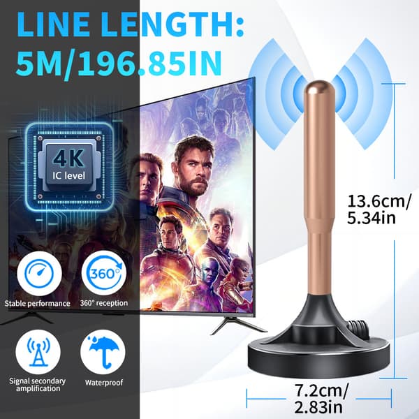 TV-antenne HD-antenne DVB-T2 signalforsterker