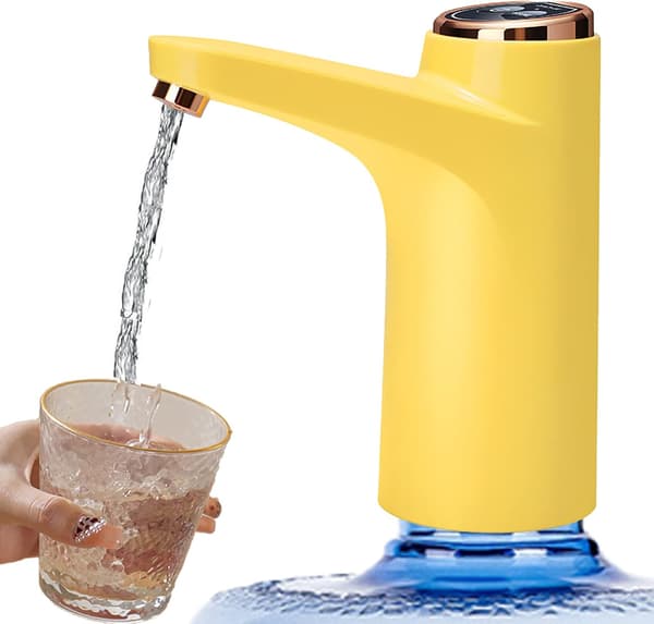 Vattenflaskpump 5 Gallon USB-laddning Automatisk Dricksvattendispenser (gul)
