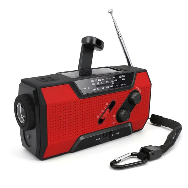Radio aurinkokennolla, virrantuotanto 2000mAh, taskulampulla (Punainen)