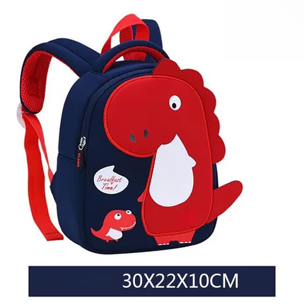 Skoletaske, dinosaurrygsæk (kongeblå -- medium)
