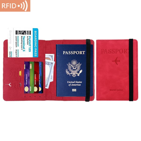 RFID-passikotelo, korttikotelo, PU-nahka, punainen