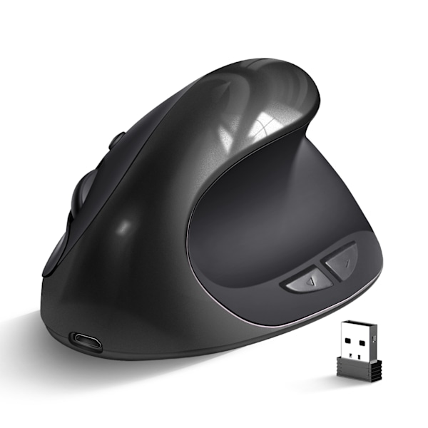 Trådløs 2.4G Ergonomisk Vertikal Mus sort