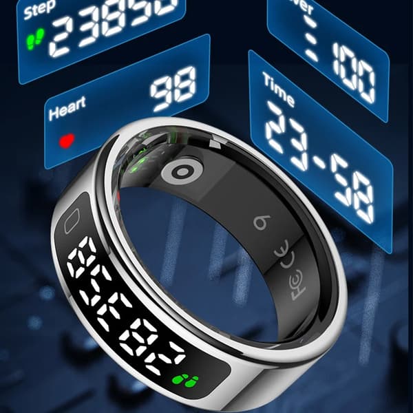 smartring R11C tracker overvåger skridt, ilt i blodet, puls og søvnkvalitet (sølv-10)