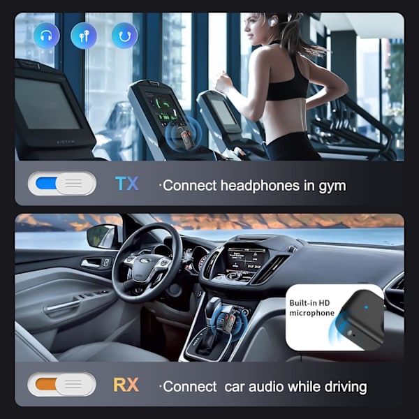 Bluetooth Transmitter Smart Bluetooth 5.4 Audio Receiver Til Fly, Hjemme Stereo, Tv, Computer, Bil