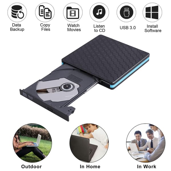 Ekstern DVD/CD-brænder USB 3.0 optisk disk læser