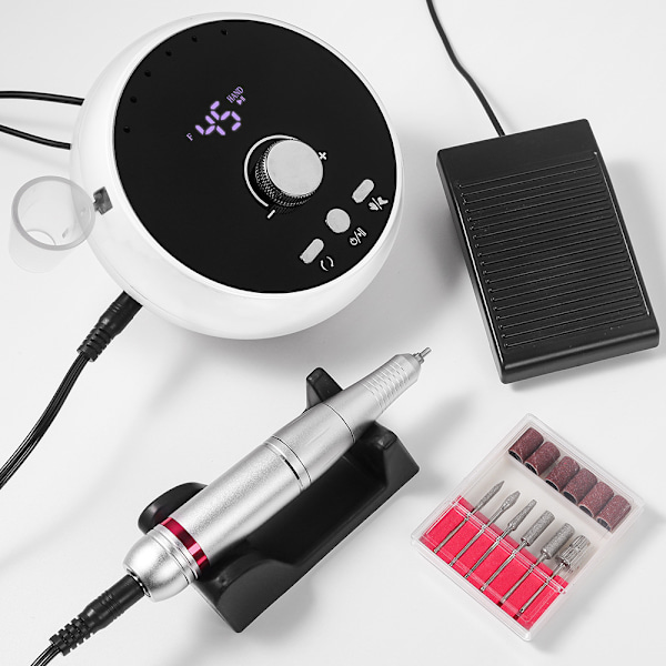 Elektrisk nagelfil 45000 rpm, professionell manikyr maskin set nagelpolerare utrustning vit