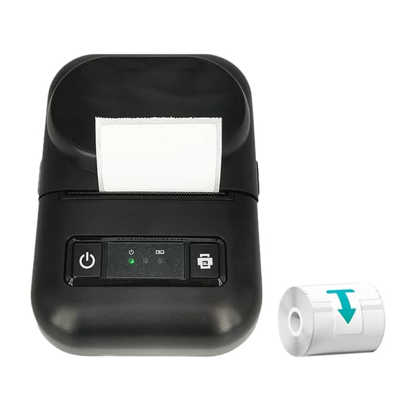 Bluetooth termisk skriver med 2 ruller 40x30 etikettpapir svart