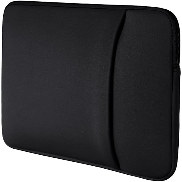 15,6 tommer laptop sleeve taske blød polstret lynlåsdæksel med frontlomme og tilbehørspose sort