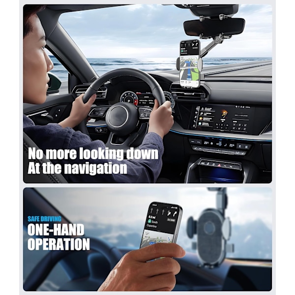 Universal Biltelefonhållare 360° Rotationsbar och Infällbar Biltelefonhållare, Passar Alla Mobiltelefoner