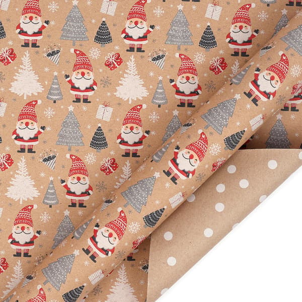 Julklappspapper Dubbelsidigt Jultomtemönsterpapper (43CMX 300CM)