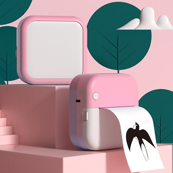 Mini Bærbar Trådløs Bluetooth Termisk Skriver HD For Android Og Ios For Å Skrive Ut Spørsmålsbanker, Bilder Og Etiketter Rosa