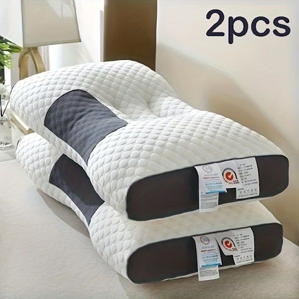 2-delat Mjukt Stickat Massage Nackstöd Kudde Justerbart Ergonomiskt Stöd, Avtagbart Överdrag