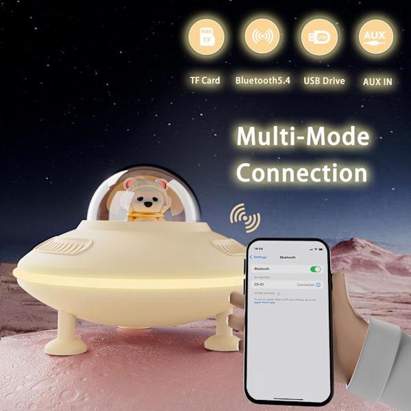 Bluetooth-högtalare med nattlampa Bluetooth 5.4 och Aux- och TF-kortingång Beige