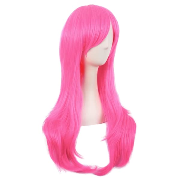 peruk Anime lång lockig peruk 70CM (Neonrosa)
