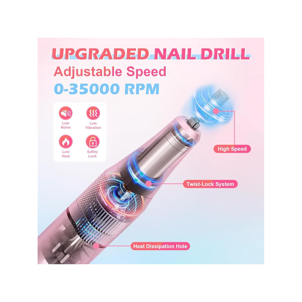 Elektrisk nagelfil 35 000 varv/min sladdlös nagelborr