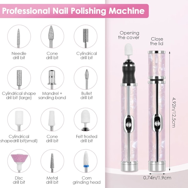 Elektrisk nagelslipmaskin sladdlös nagelborr med 4 hastigheter silver