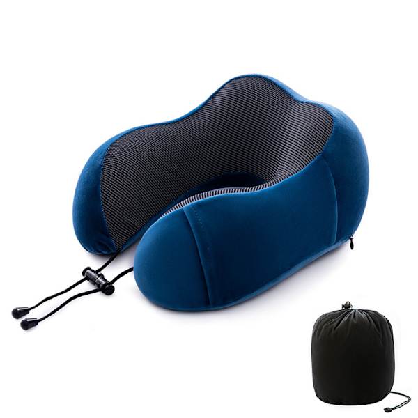 Nackkudde Memory Foam Portabel Komfort U-formad Nackskydd Resekudde Blå