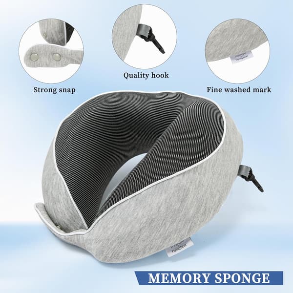 Nackkudde Memory Foam Portabel U-formad Rese Nackkudde Cervical Support Kudde (Grå)