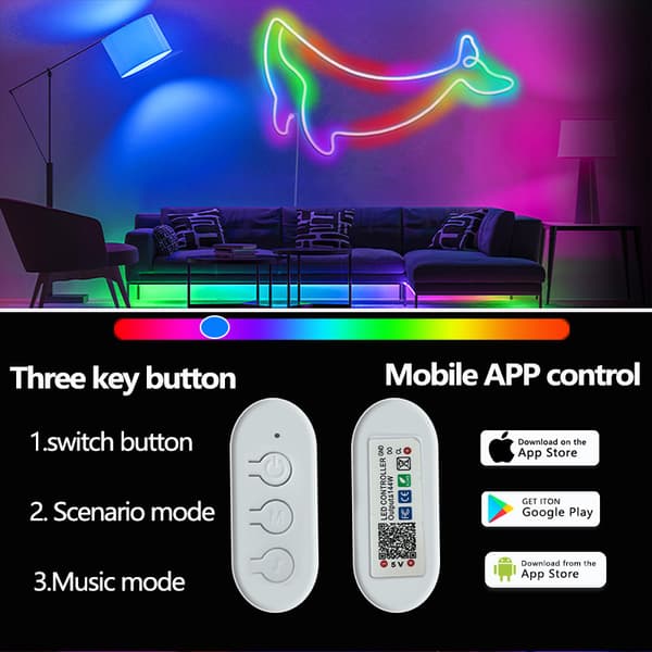 Neonvalo Älykäs Usb Bluetooth Musiikki Silikoni Joustava 3M