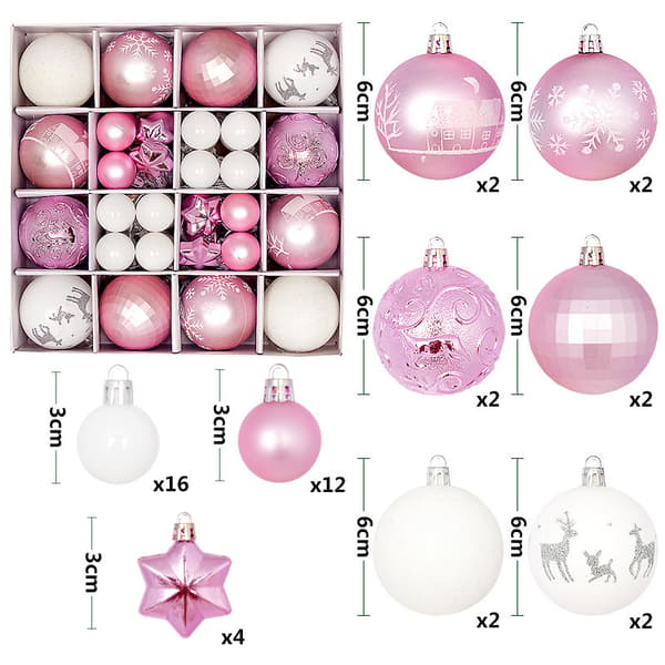 44 st julgranskulor (Rosa vit)
