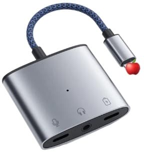 3-i-1 Adapterkabel Lightning til 3,5 mm Hodetelefonadapter Grå