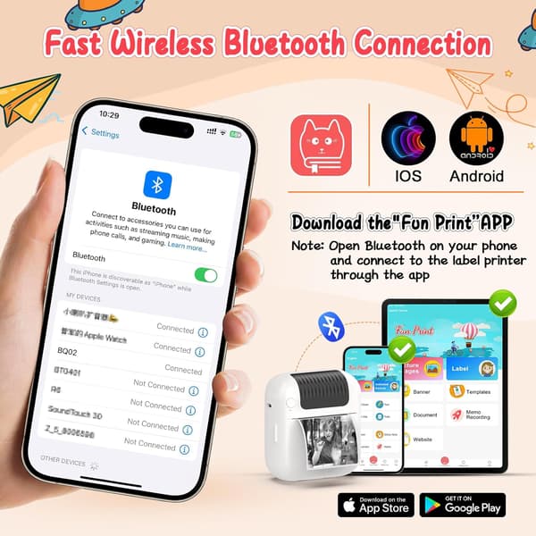 Bluetooth termisk printer blå