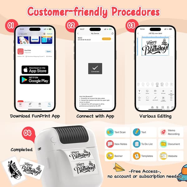 Bluetooth termisk printer gul