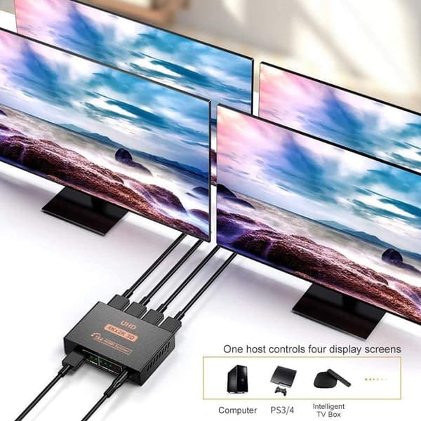 1 inn 4 ut HDMI-splitter HD-crossover