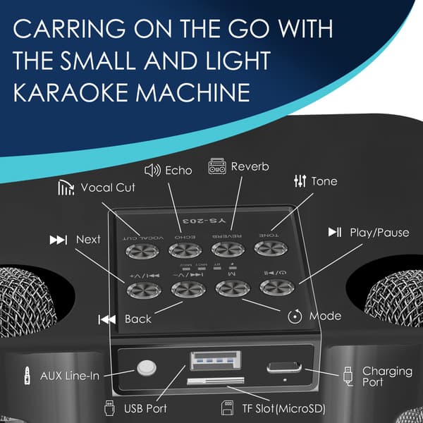 Mini Karaoke -laite lapsille, Bluetooth-kaiutin 2 mikrofonilla (pinkki)