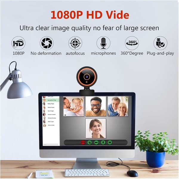 Webcam 2K HD autofokus USB-kamera