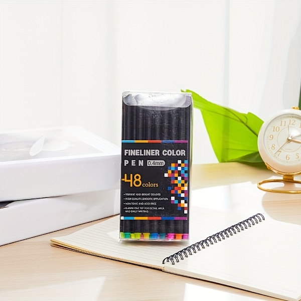 Färgglada fineliner ritpennor, 0,4 mm nålrör 48 färger