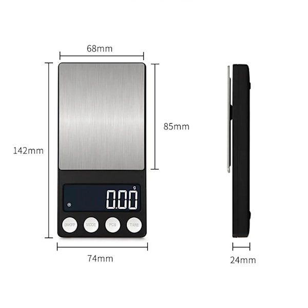 Mini Digital Fickvåg Hög Precision LCD Bakgrundsbelysning Smyckesvåg 1kg/0.1g