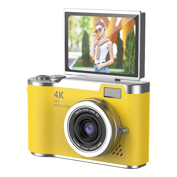 Digitalkamera 4K HD-kamera med 2,4 tommer skærm gul