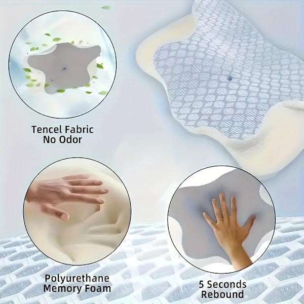 Viskoelastisk nackkudde, issilke är bekvämt, ortopedisk kudde (grå)