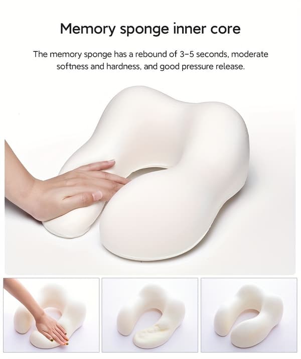 Nackkudde Memory Foam U-formad Resekudde Bekvämt Nack- och Huvudstöd Rosa