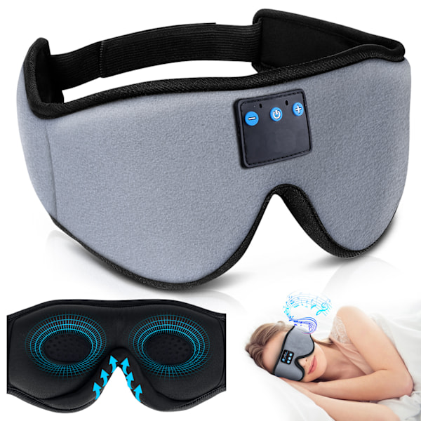 Bluetooth Sömn 3D Ögonmask Samtal Ice Silk Tupplur Musik Grå