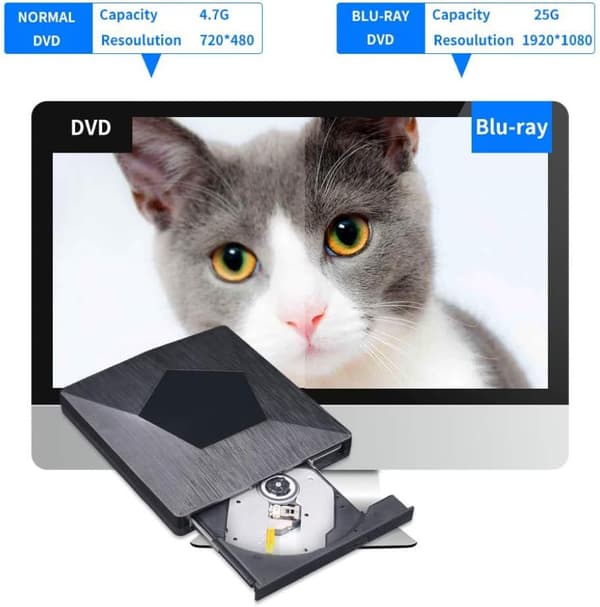 Ulkoinen DVD/CD-poltin USB/TYPE-C-kortinlukija