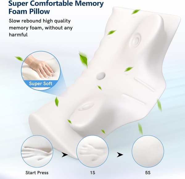 Viskoelastisk nakkepude, Ergonomisk memoryskum, lindrer nakkesmerter